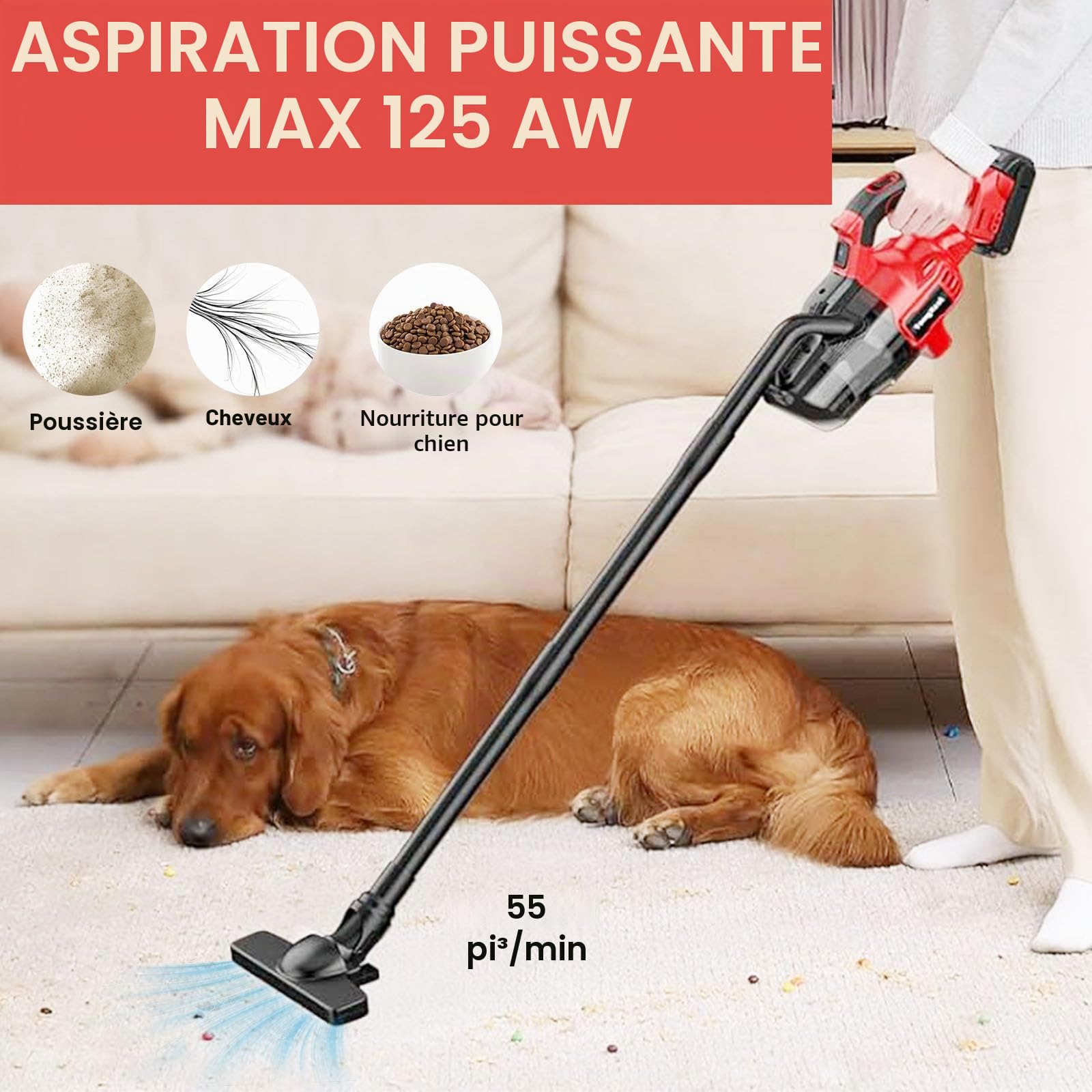 Aspirateur sans Fil pour Batterie Milwaukee 18 V, aspirateur à Main pour la Maison, la Voiture, Les planchers en Bois Dur, la Moquette avec Filtre HEPA Lavable 125 AWG (sans Batterie)
