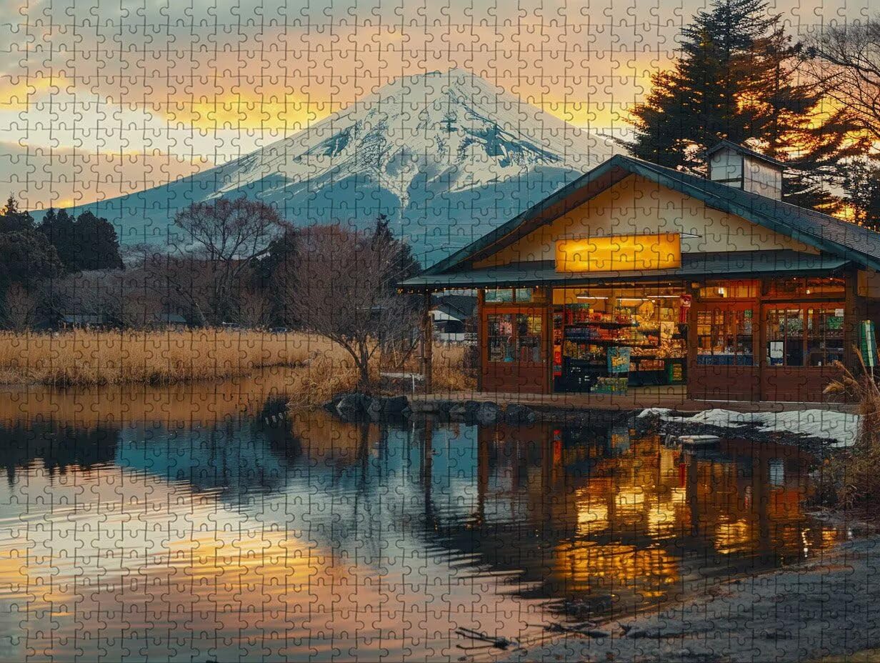 Mount Fuji Puzzle 5000 sztuk dla dorosłych, drewniane puzzle z pudełkiem 156 x 105 cm, pomysł na prezent dla kobiet, zabawne gry rodzinne, gry wyzwania, wykwintne opakowanie na prezent, wystrój domu
