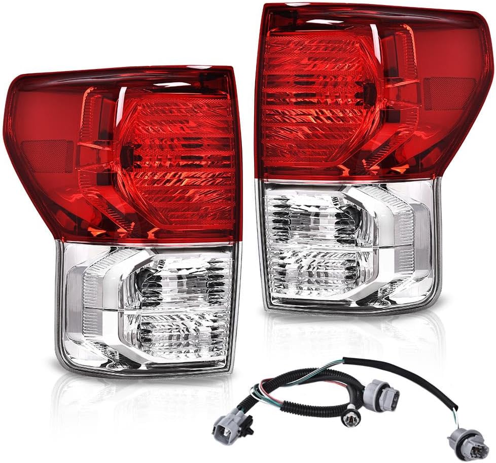 G-PLUS Tail Lights Assembly Compatible with Toyota Tundra 2007-2013,Rear Brake Tail Lamps w/Wiring Harness,Driver Left & Passenger Right Luces Traseras, Faros Traseros, Luces Traseras [Red] 2007-2013 Tundra