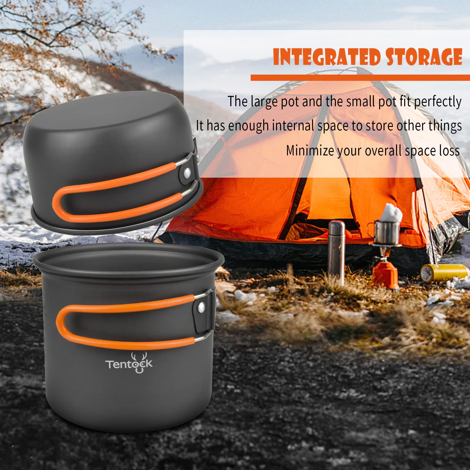 Tentock Batterie de Cuisine en Aluminium de Camping, Ustensiles de Cuisine Ultralégers en Plein Air Camping Ensemble Casserole et Pot pour Pique-Nique Randonnée Pêche Voyager