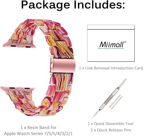 Miniatura 8 de Miimall Compatible with Apple Watch Resin Band 38mm 40mm 41mm 42mm 44mm 45mm Color Series for Apple Watch SESE2 Series 9 Series8 Series 7 Series 6