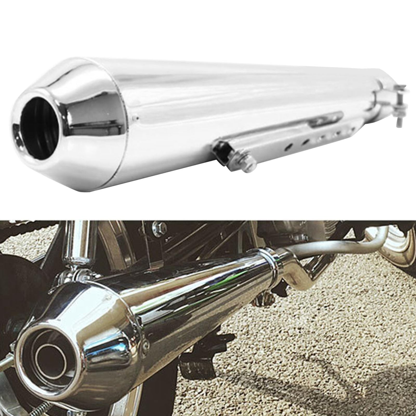 Tubo de Escape de Motocicleta, Tubo Antideformación Resistente a los Golpes para Modificación (Blanco)