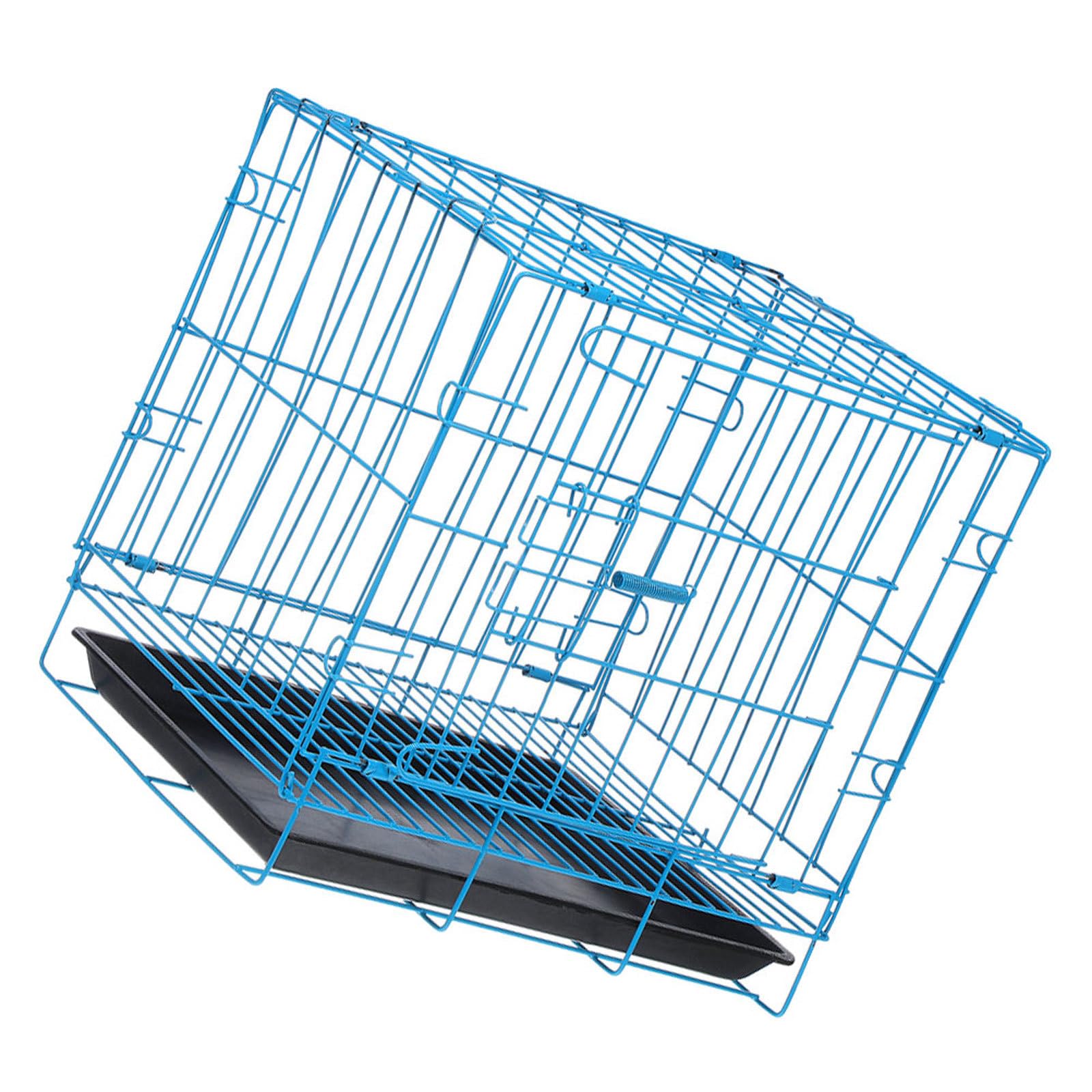 Cage de transport pliable en métal bleu 26x32x35 cm VALICLUD pour chiens et chats