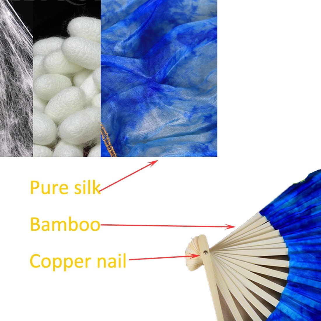 Calcifer 180 cm/70.8 inches Belly Dance Dancing Silk Bamboo Fan Art Colorful#02 (Rainbow 1) : Sports & Outdoors