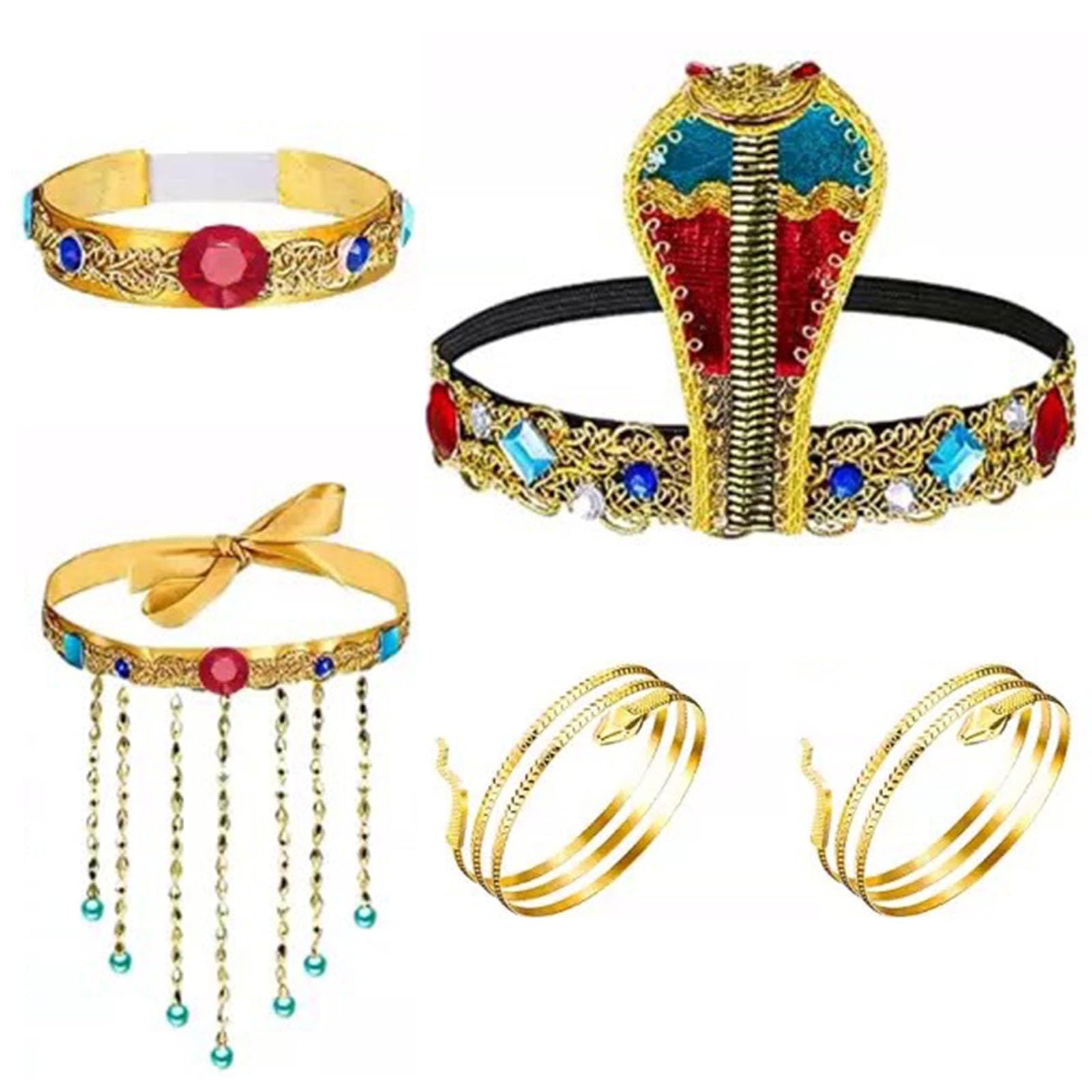 dinghaole 5PCS Egyptian Clothing Accessories, Ancient Pharaoh Costumes Inspired By Cleopatra, Including Cobra Headpieces