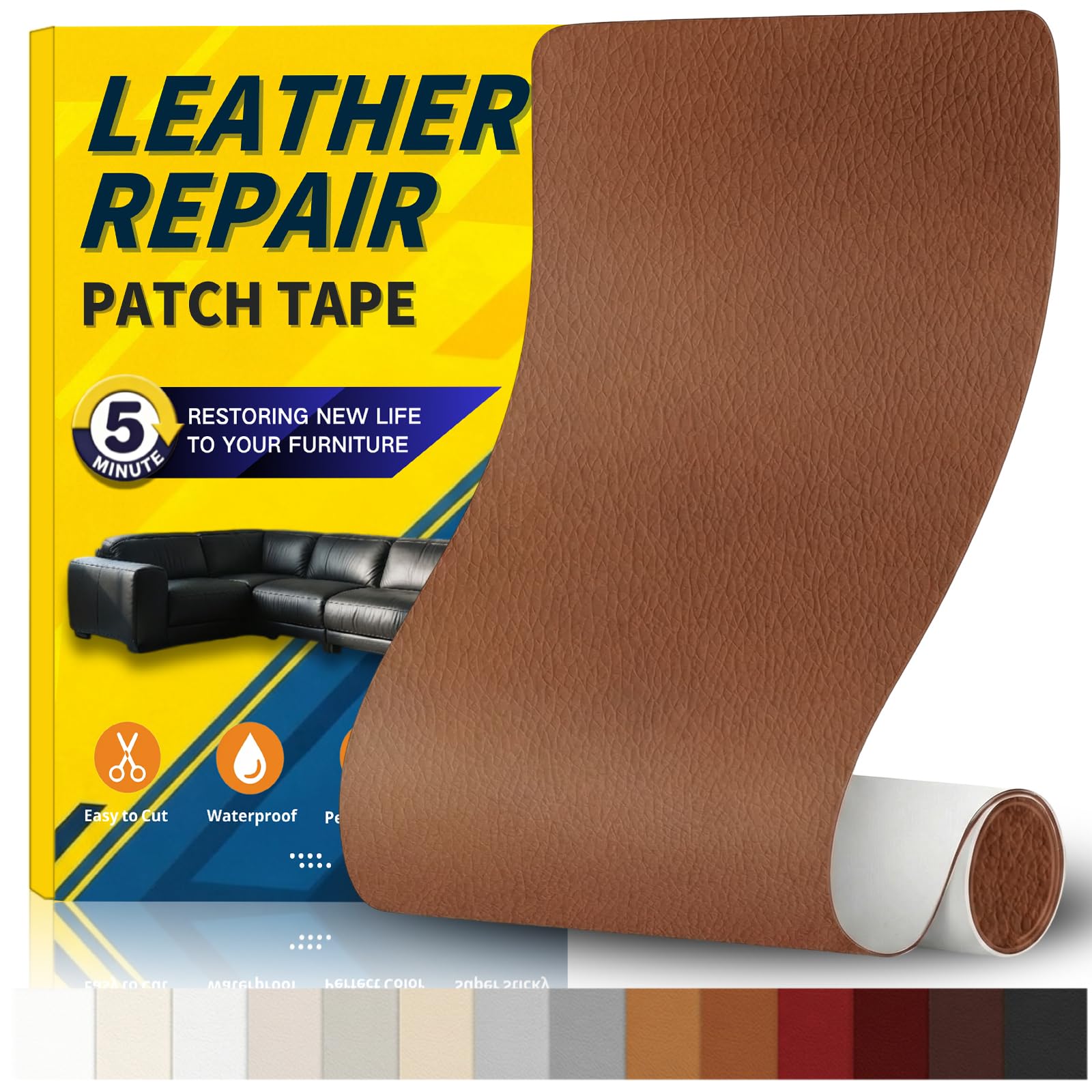 Gelaisi Leder Reparatur Set, Kunstleder Selbstklebend, Kunstleder-Reparaturset