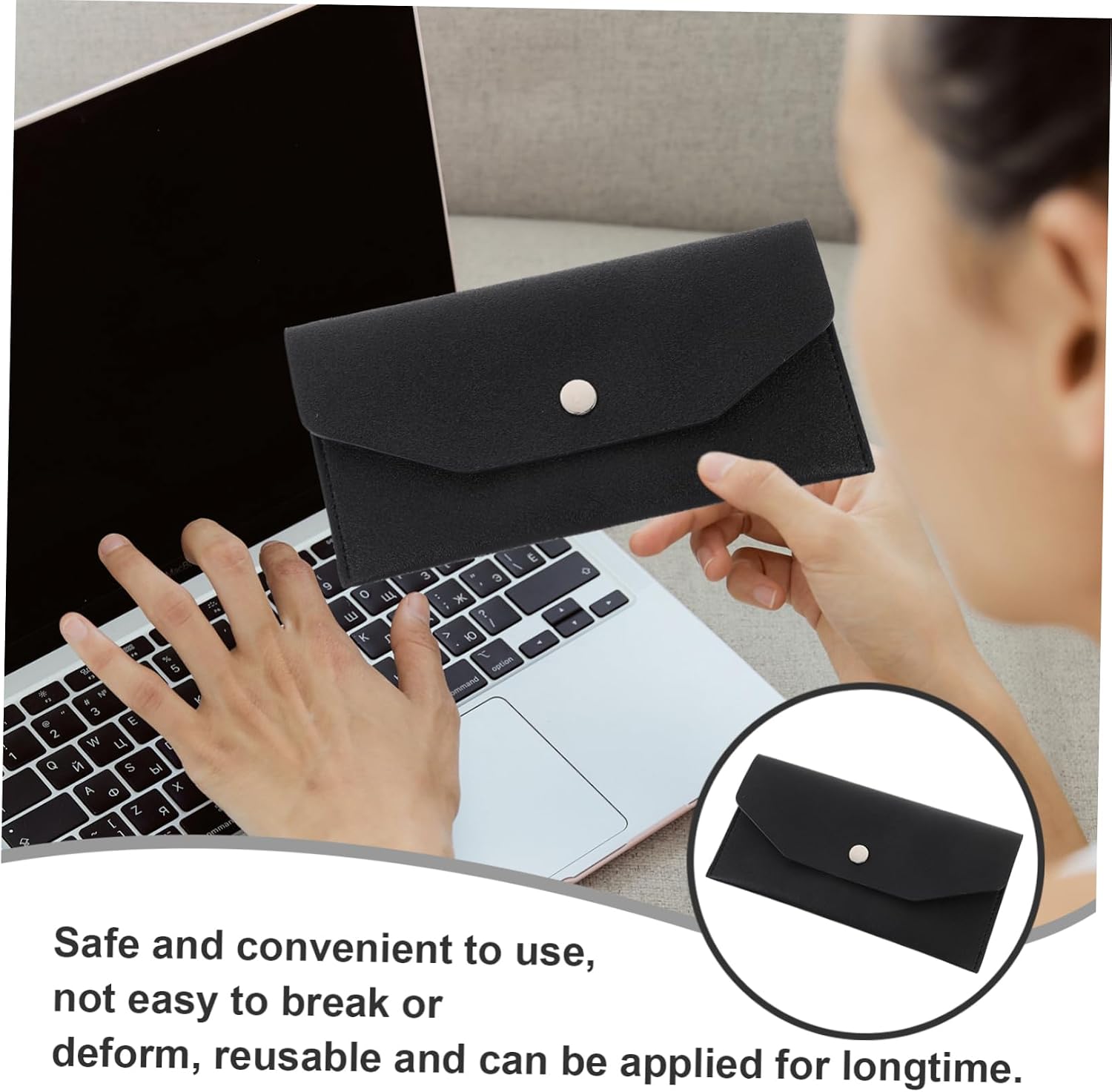 Ipetboom 1set Ladies Envelope Wallet Leather Money Bag Capacity for Cards Coins Cash Includes Stickers
