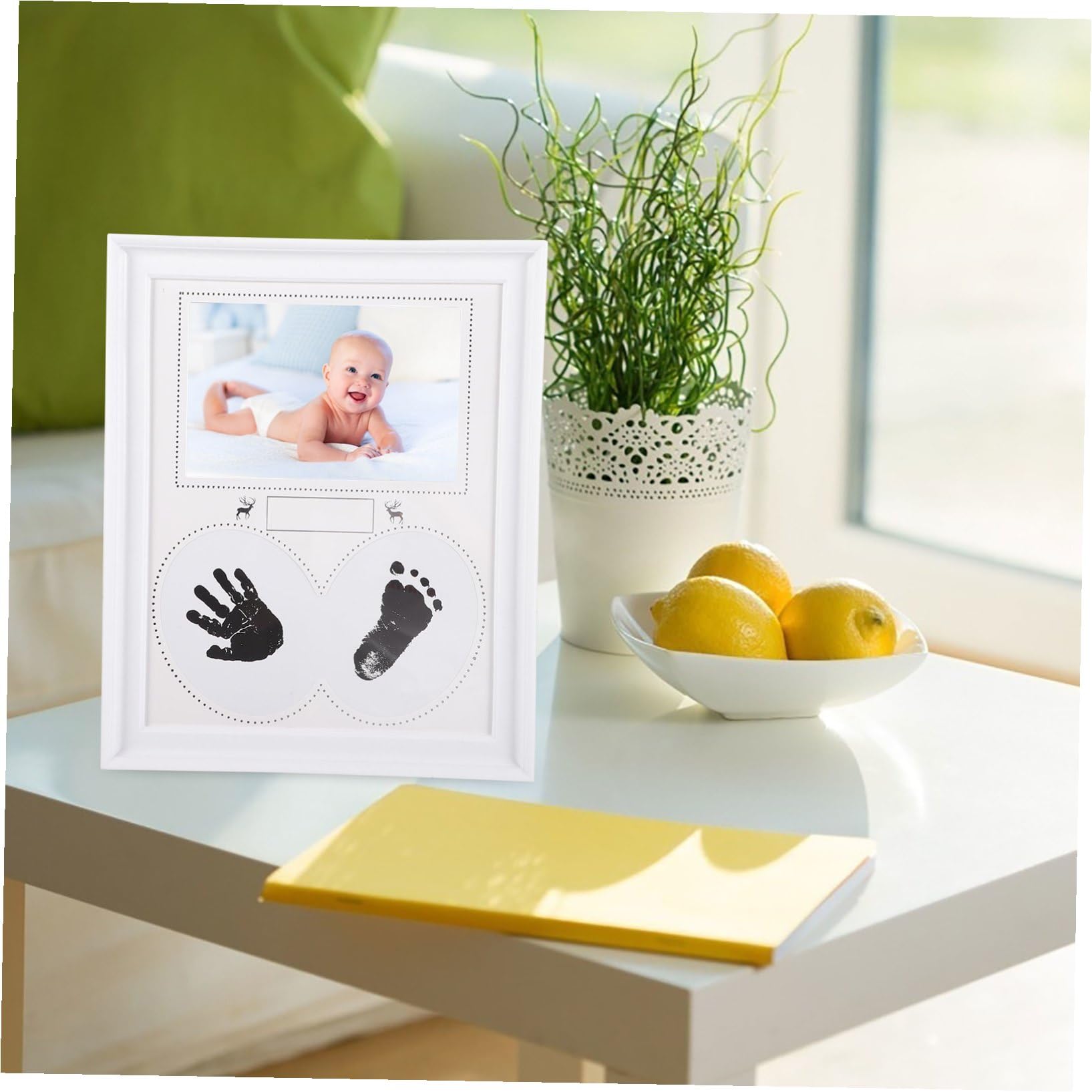 Cadre Photo Personnalisé Blanc Cadre Souvenir Naissance pour Mains et Décoration Maison et Naissance