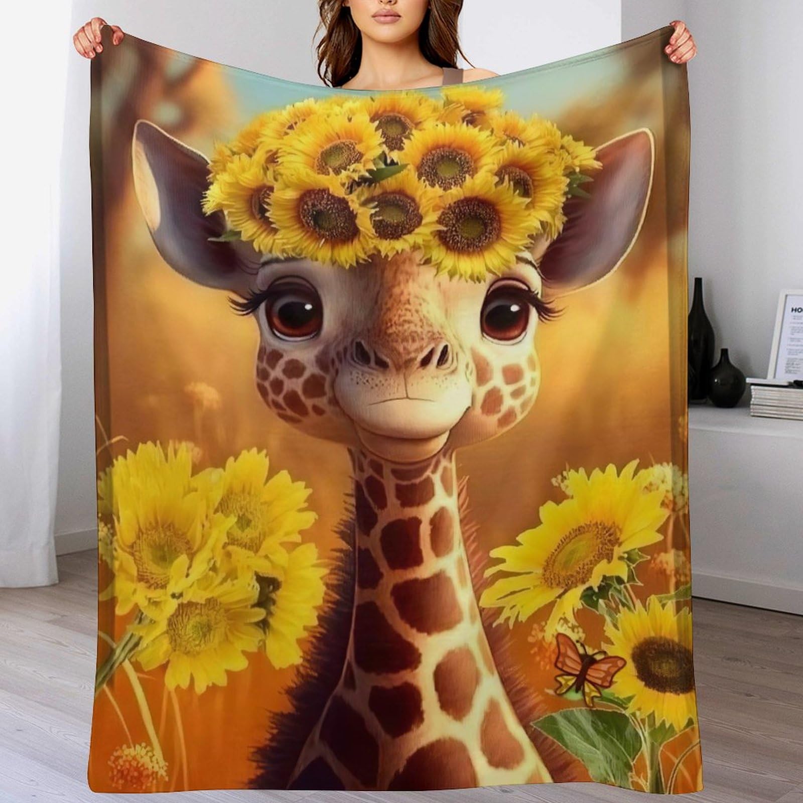 Couverture de canapé motif girafe pour des soirées cocooning en famille