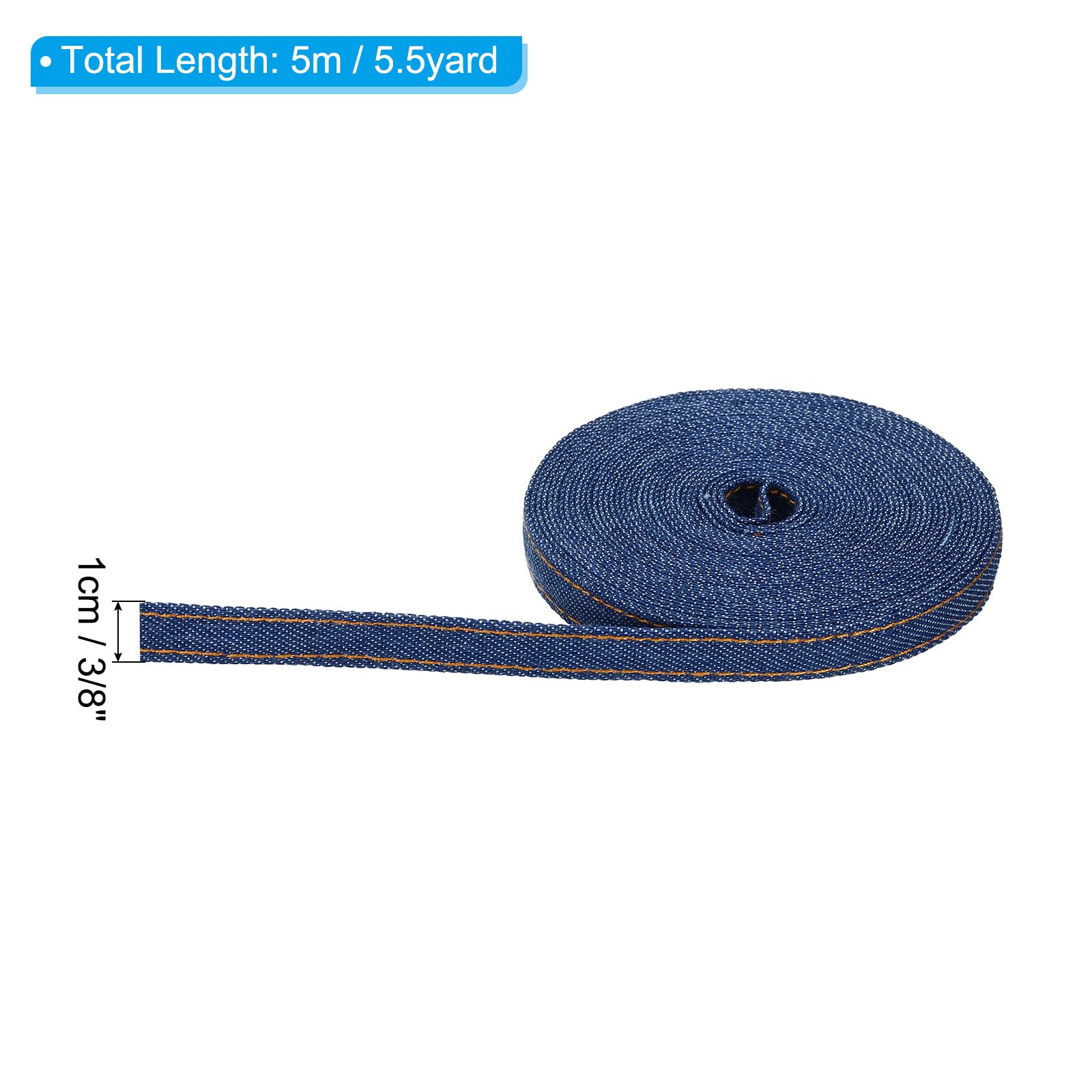 Nastro Denim Blu Da 10 Metri - Larghezza 4 Cm, Tessuto Cucito Per Fai Da Te, Fiocchi, Fermagli Per Capelli E Decorazioni