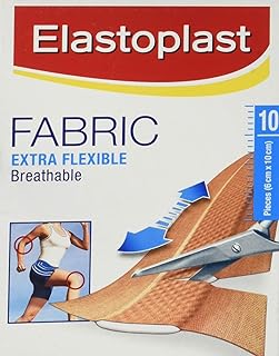 ELASTOPLAST Fabric Adhesive Bandages, 10 Strips 6cm Width (1 Box) Elastoplast Flexible and Breathable Wound Dressing for First Aid Kit