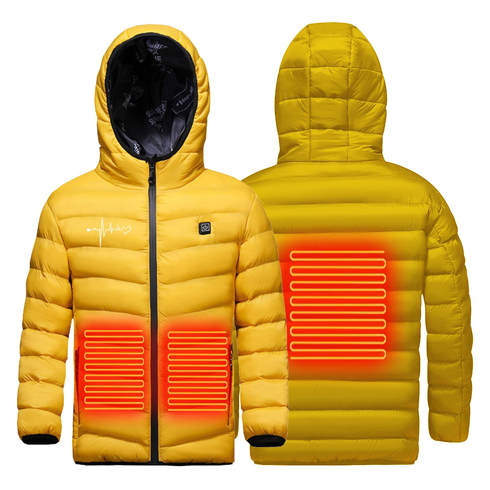 Manteau Chauffante électrique Enfants Garçons Filles Manteau Doudoune Chauffant USB avec 3 Zones de Chauffage avec Manches Longues et Capuche pour Camping Coupe-Vent Imperméable Ski