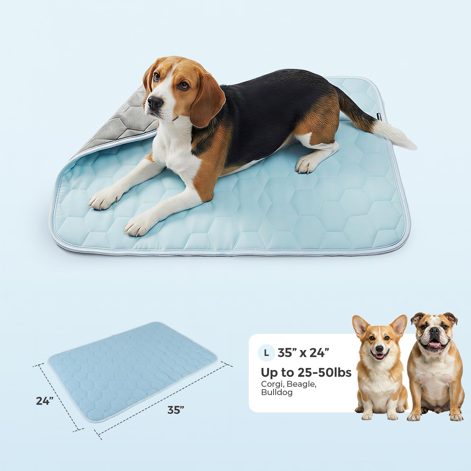 Sytopia Alfombrilla de refrigeración para perros, alfombrilla de refrigeración duradera para perros grandes, ideal para verano, azul claro