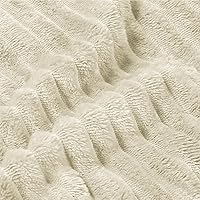 Vista 4 de BEDELITE Fleece Throw Blanket for Couch – 3D Ribbed Jacquard Soft and Warm Decorative Fuzzy Blanket – Cozy, Fluffy, Plush Lightweight Beige Throw