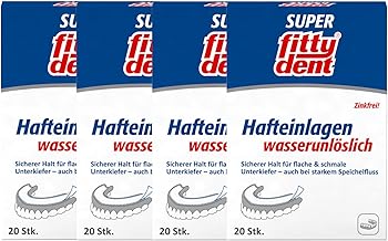 4x fittydent super Hafteinlagen comfort 20 Stück Zinkfrei fitty dent neutral