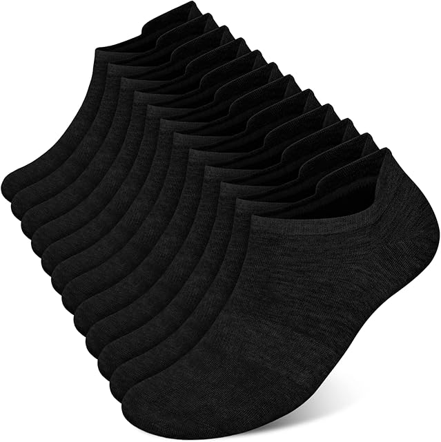 Ankle Socks Mens Trainer Socks Breathable Cotton Low Cut Socks (6 Pairs) Non Slip No Show Socks with Arch Support