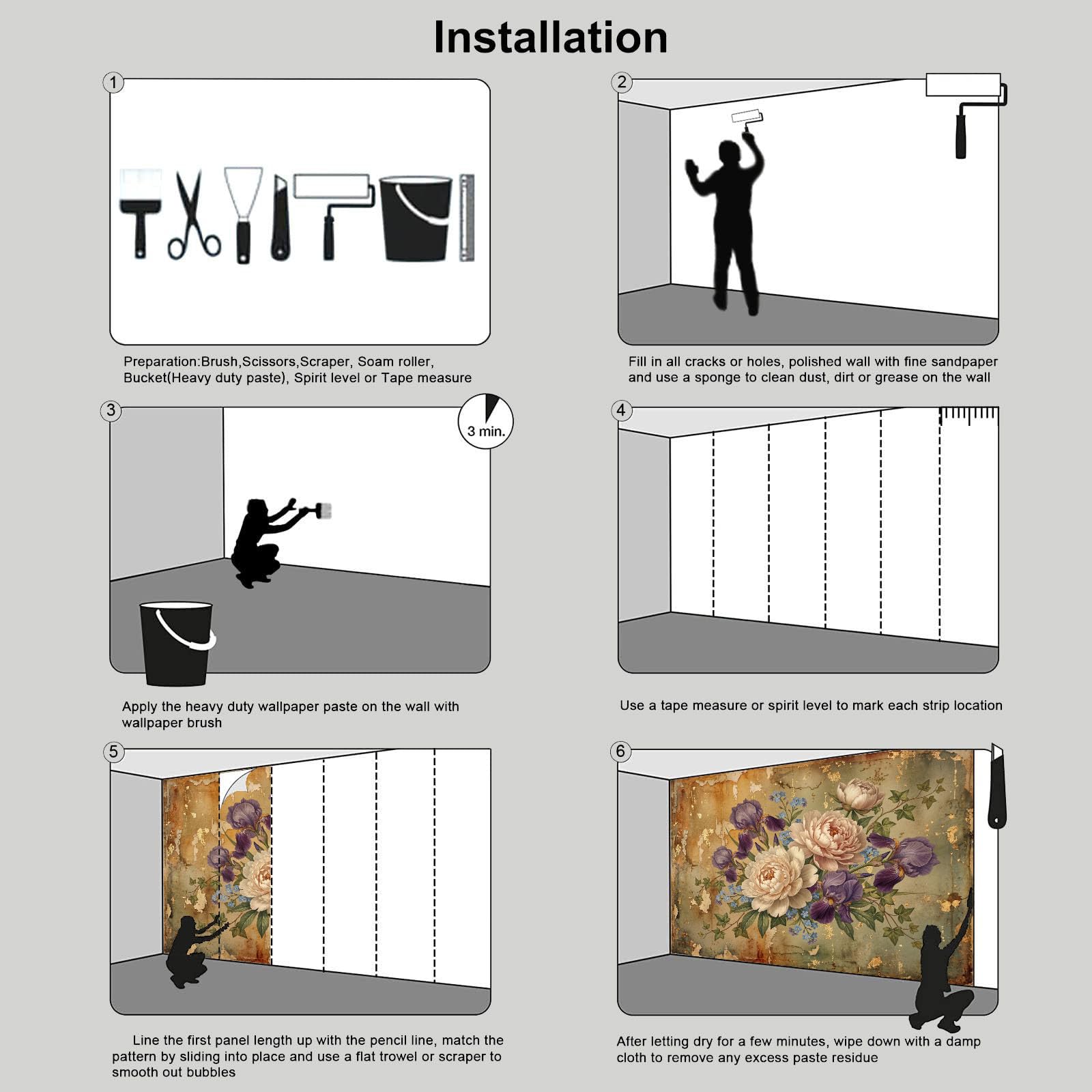 Carta Da Parati Floreale retrò, Moda XXL Design Peonia Edera Fotomurali in Seta 250x175cm Moderna Decorazione da Parete per Camera da Letto Soggiorno Marrone