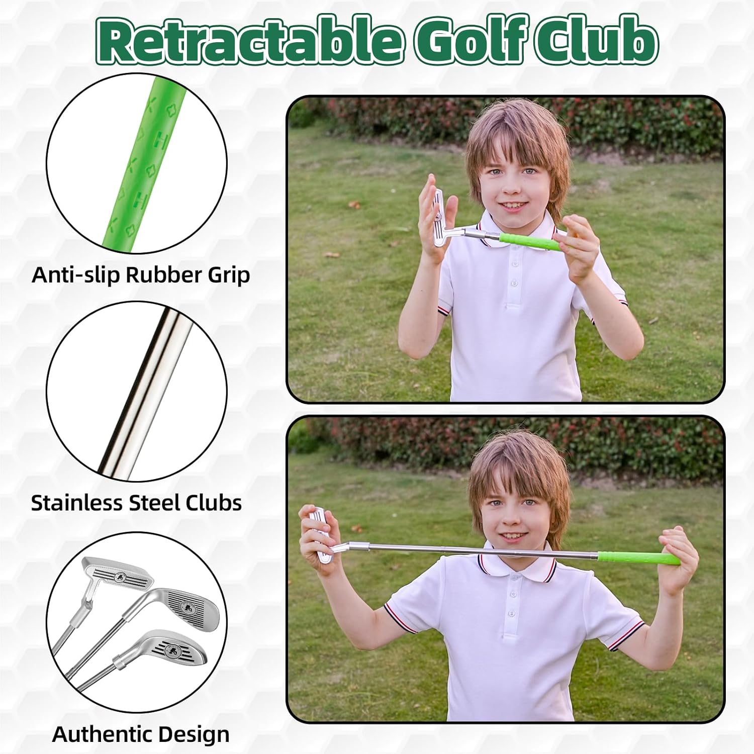 Liberry Kids Golf Set Aged 3 4 5 6 for Boys Girls, Retractable Toddler Golf Clubs Set with Putting Mat & Cornhole Board, Outdoor Indoor Sports Toy Birthday Gifts - Image 2