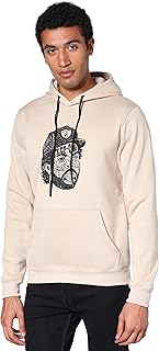 سويت شيرت للرجال برقبة بغطاء للرأس من ريفين، مطبوع من الأمام والخلف - أبيض