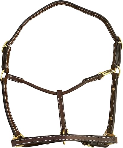 Miniatura 6 de Leaders - Cabestro de cuero de 34 pulgadas para caballos con placa de nombre grabada personalizada, cuero marrón con herrajes de latón macizo