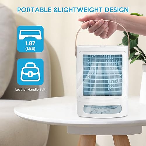 Miniatura 6 de Mini aire acondicionado portátil, enfriador de aire evaporativo 3 en 1 - Fancole pequeño aire acondicionado con 3 niveles de humidificación, luz