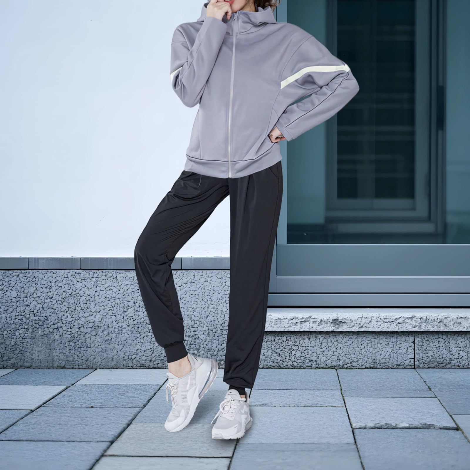 Conjunto de fitness de 7 piezas para mujer, chaqueta con cremallera completa, tela elástica transpirable, material antibolitas, tamaño XXL, ideal para múltiples deportes