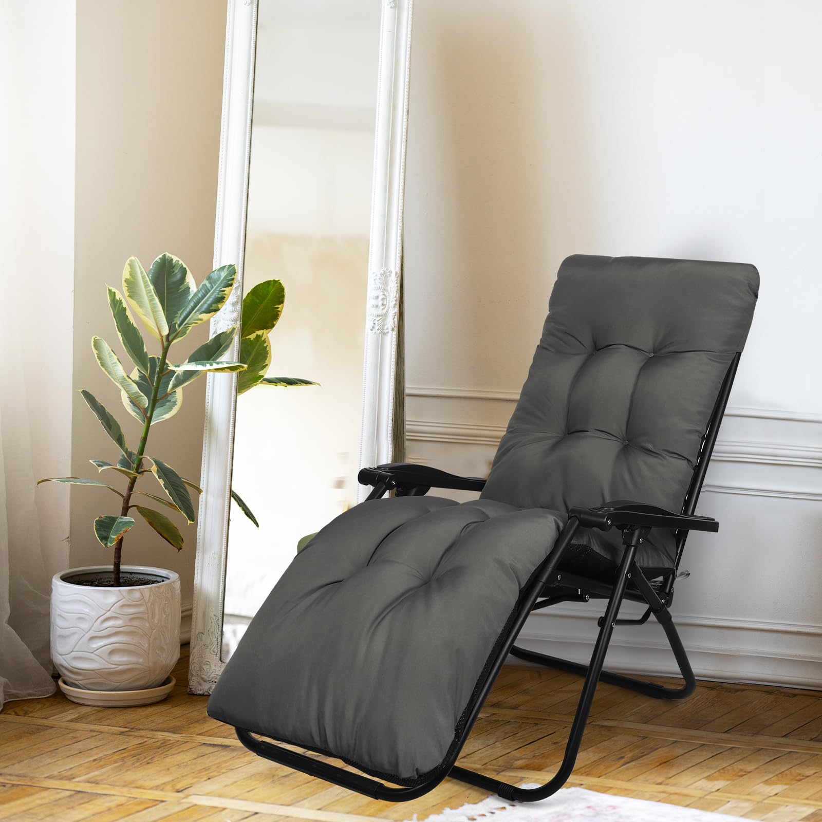 Thick Sun Lounger Cushions Only, Waterproof & UV Protection Sunlounger Replacement Cushion, Sunbed Garden Rocking Recliner Chair Cushion Seat Pad for Beach Porch Patio,170 * 53 * 10cm (Dark Gray)