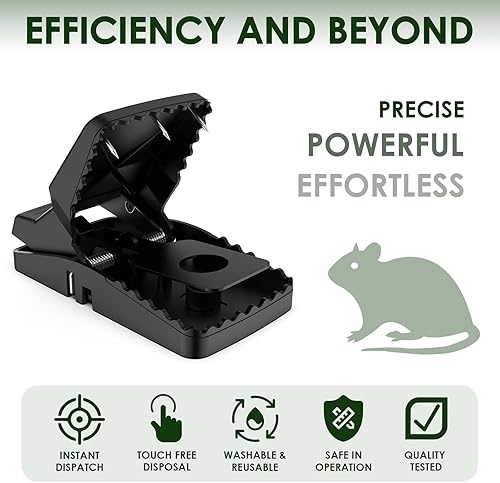 Miniatura 4 de Paquete de 6 trampas de ratas imparables con dientes de acero, trampas de mordida para ratones grandes más fuertes que matan instantáneamente,