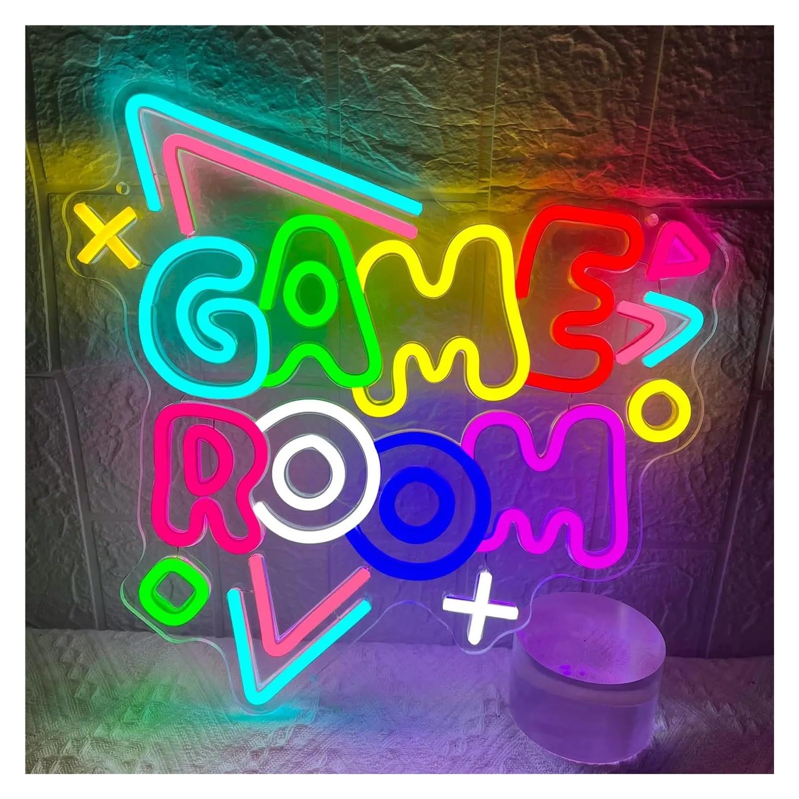 RONGCH Hanging Art Signs Game Room Neon Sign Dimmable for Gamer Zone Teens Boys Girls Bedroom Man Cave Party 33x34.5cm