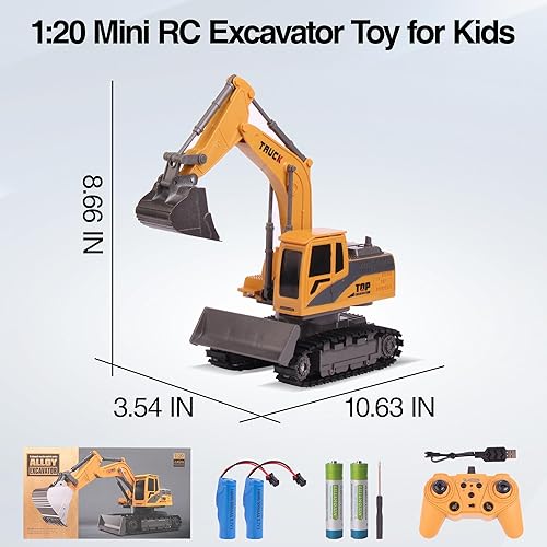 Miniatura 7 de Excavadora de control remoto, juguetes para niños, 11 canales 2 en 1 RC Excavadora de juguete con excavadora de niveladora, regalo de cumpleaños de