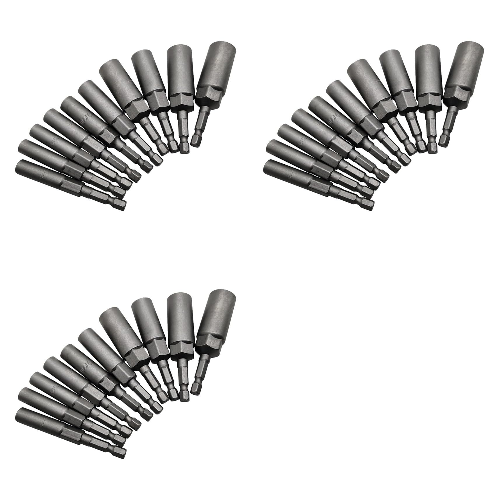 Jnchdghwa Gray-Black 30Pcs 5.5Mm-14Mm Hex Socket Sleeve Nozzles Nut Driver Set For Power Drills Impact Drivers Power Screwdriver Handle Tools