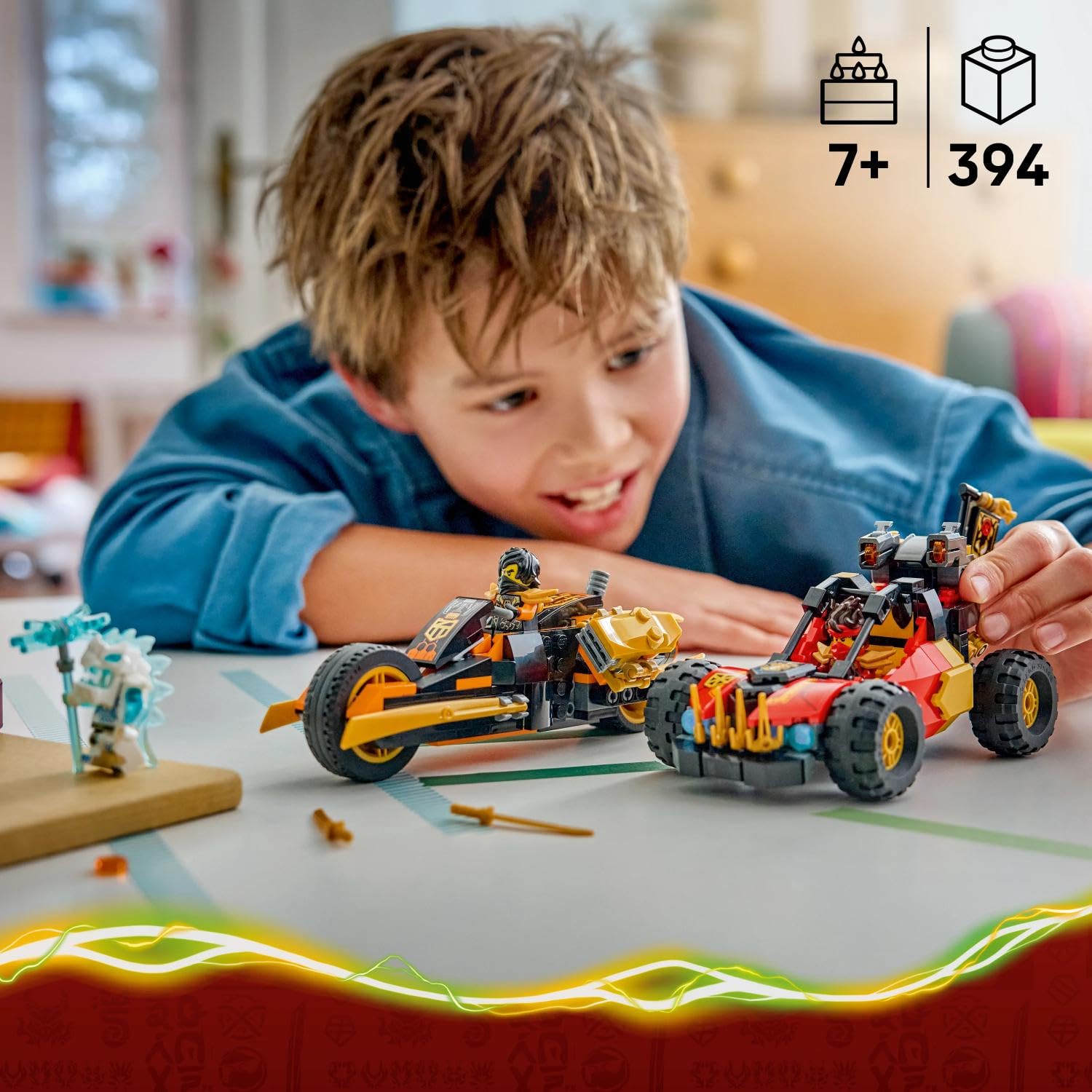 LEGO Ninjago Véhicules Combinables de Kai et Cole - Jouet Voiture de Ninja, Moto, 3 Minifigurines Dont Kai & Cole avec Katanas - Idée Cadeau pour Garçon 7 Ans ou Fan du Soulèvement des Dragons 71864