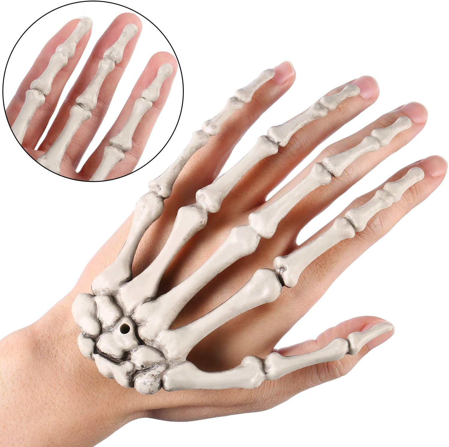 Tatuo 6 Pieces Halloween Skeleton Hands Plastic Human Fake Little Hand Bone Decoration Realistic Skeleton for Bone Zombie Party Halloween Cosplay Terror Scary Prank Props Favors