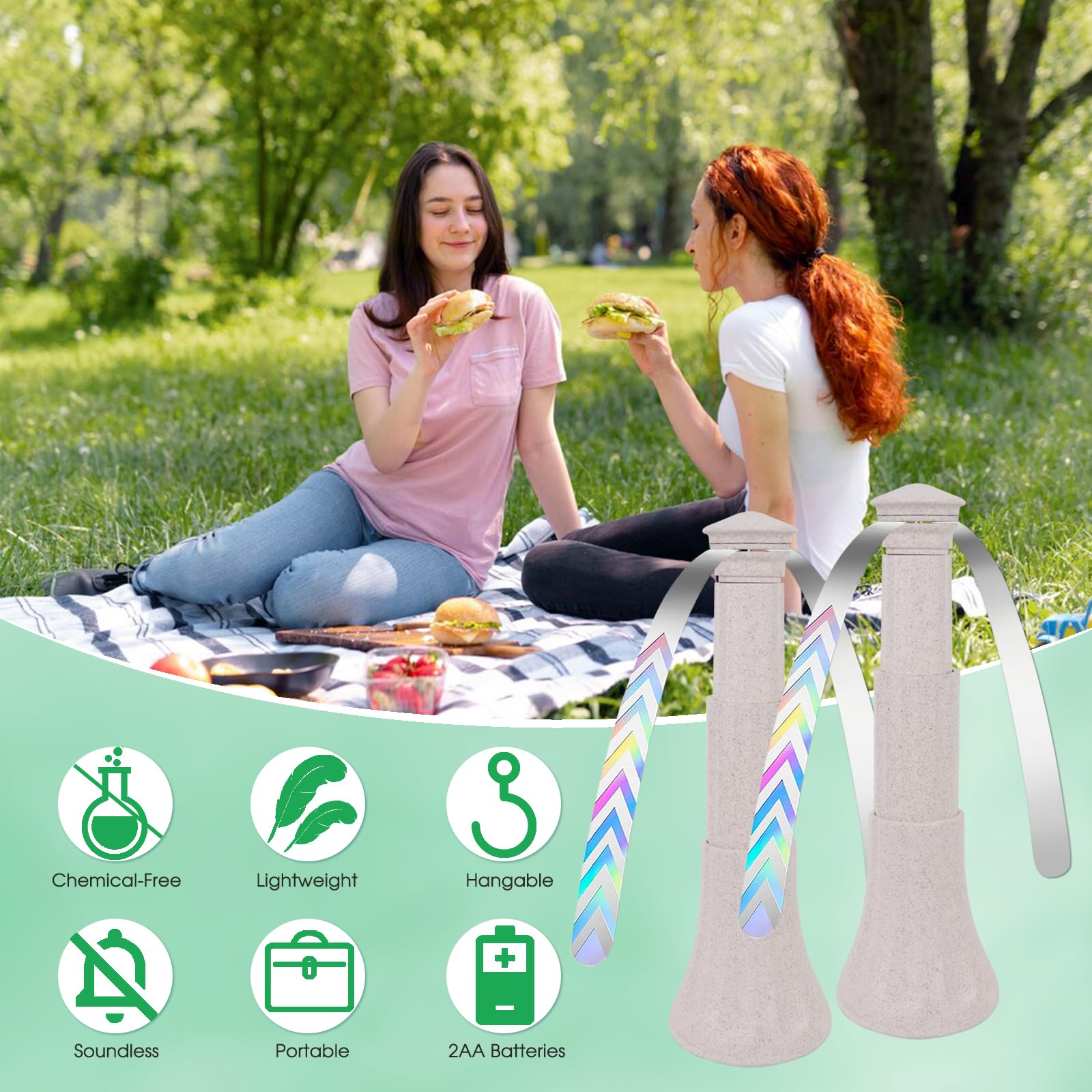 Antimosche da Tavolo Ventilatore per Allontanare le Mosche, Retrattili Ventilatore Deterrente per Mosche per Uso Interno ed Esterno per Picnic, Ristoranti e Barbecue (6, Bianco Paglierino)