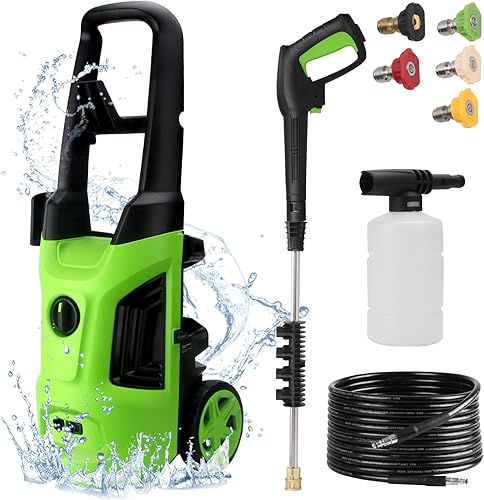 Lavadora a presión eléctrica 4000PSI Max 2.8 GPM Lavadoras eléctricas alimentadas con cañón de espuma, 5 boquillas diferentes manguera de 35 pies,