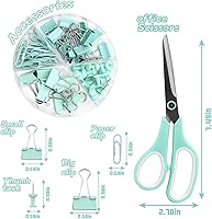 Vista 3 de Suministros de oficina verdes, accesorios de escritorio verde azulado, juego de grapadora y dispensador de cinta para mujeres con grapadora