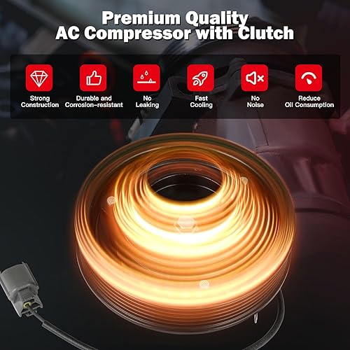 Miniatura 4 de CCIYU Embrague del compresor de CA para el coche 2001-2002 para Acura MDX, 1999-2004 para Honda Odyssey 2003-2004 para Honda Pilot 3.5L Embrague del