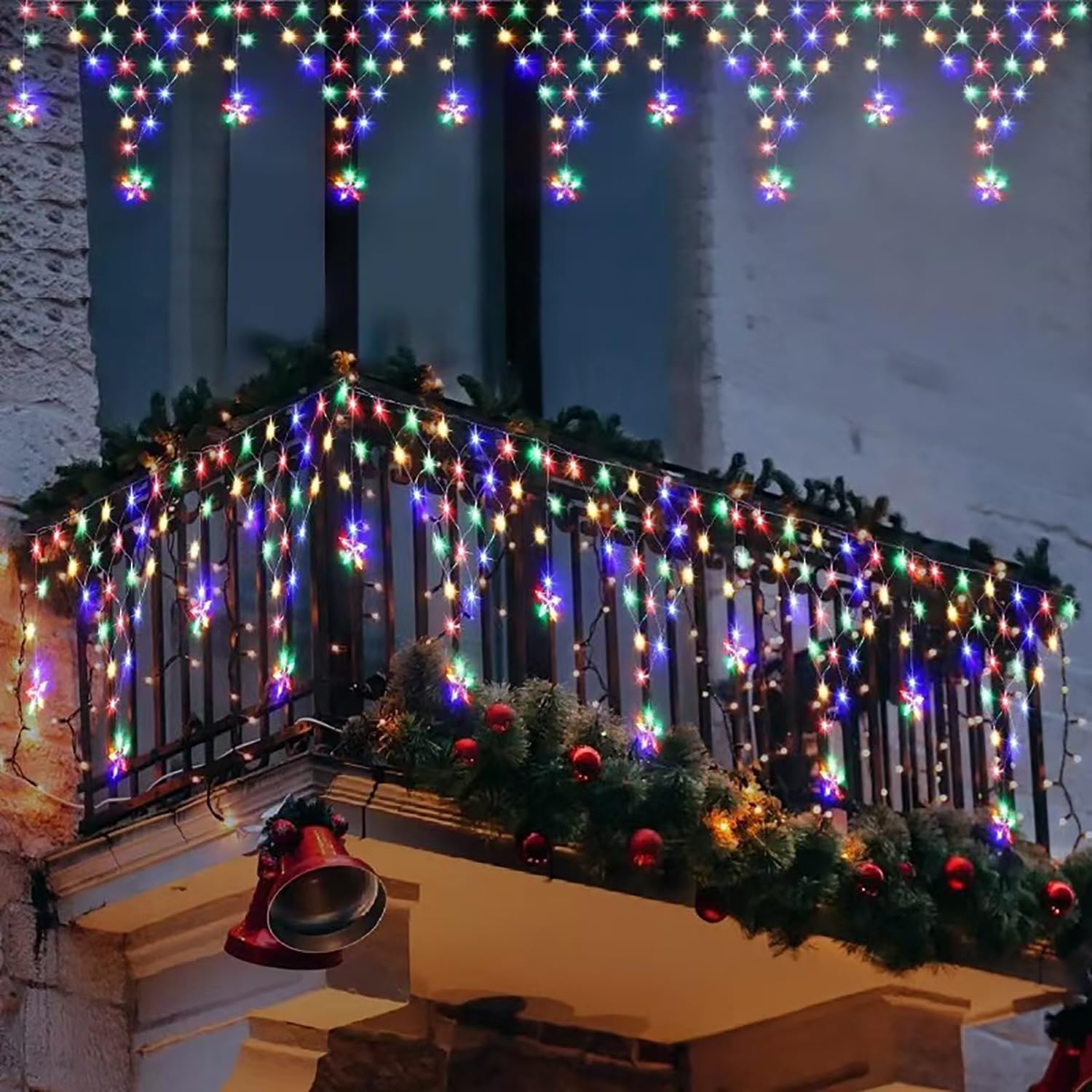 Solar Lichterkette Aussen 4m 196LED Lichternetz Mit Fernbedienung Wasserdicht Hängen Lichtervorhang Dekorations Patio Licht Weihnachten beleuchtung für Garten Terrasse Hochzeit (Mehrfarbig)