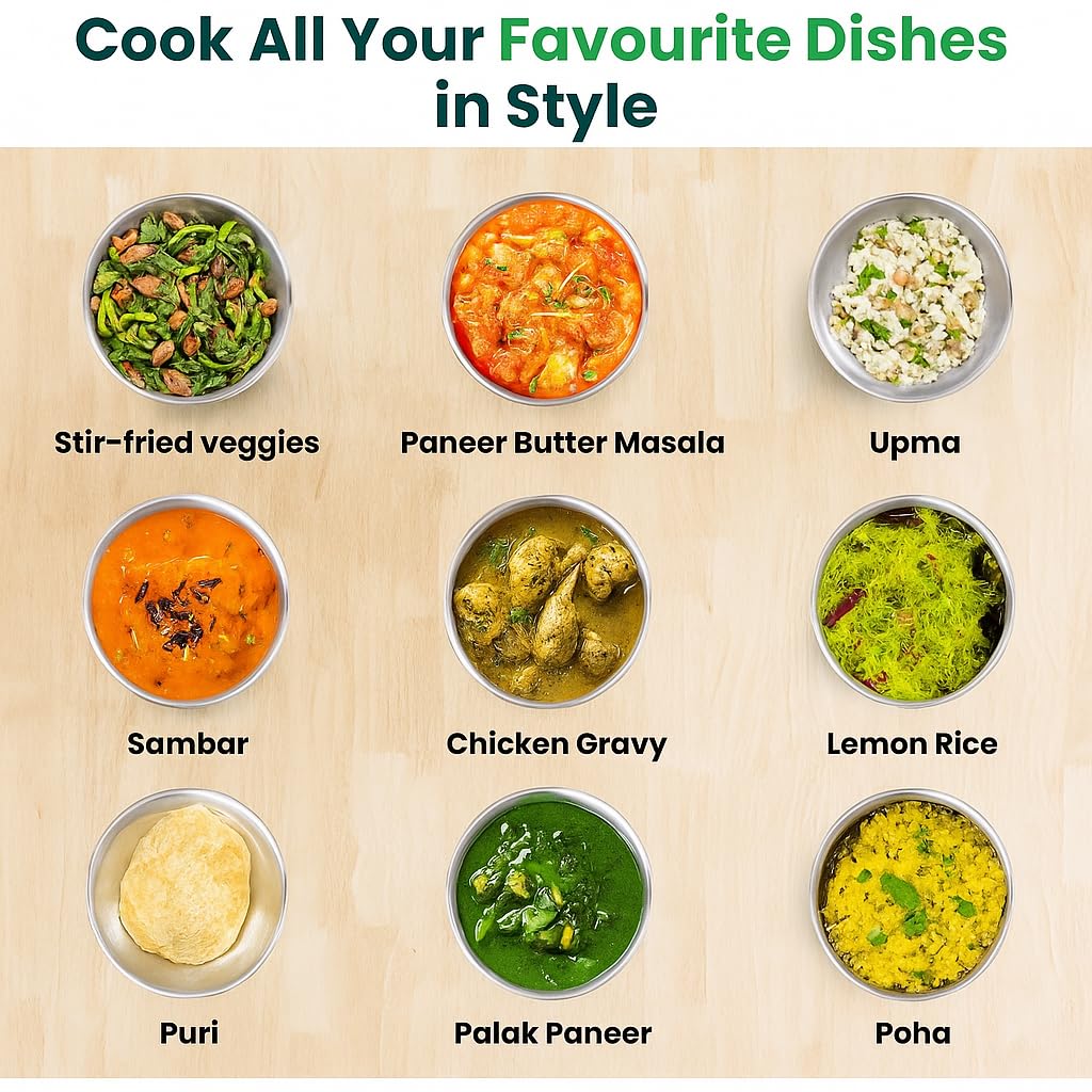 Triply Stainless Steel Cookware Tasla - 3pcs Set (18cm - 1.1L / 20cm - 1.5L / 22cm - 2L) | 2.5mm Thick Extra Deep Tri ply Tasla, Kadai for Cooking, Heavy Induction Base Kadai — Amazon image 6