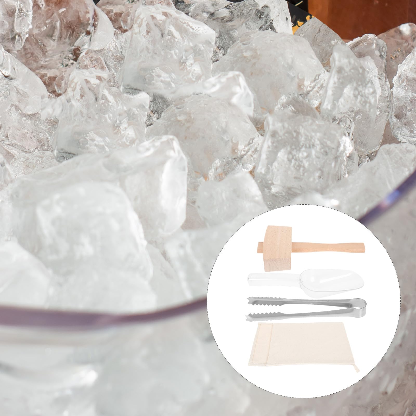 Kichvoe Juego de Bolsa para Triturar Hielo Seco y Mazo Plegable de Tela Resistente para Bar y Restaurante, Accesorios de Cocina Prácticos y Duraderos