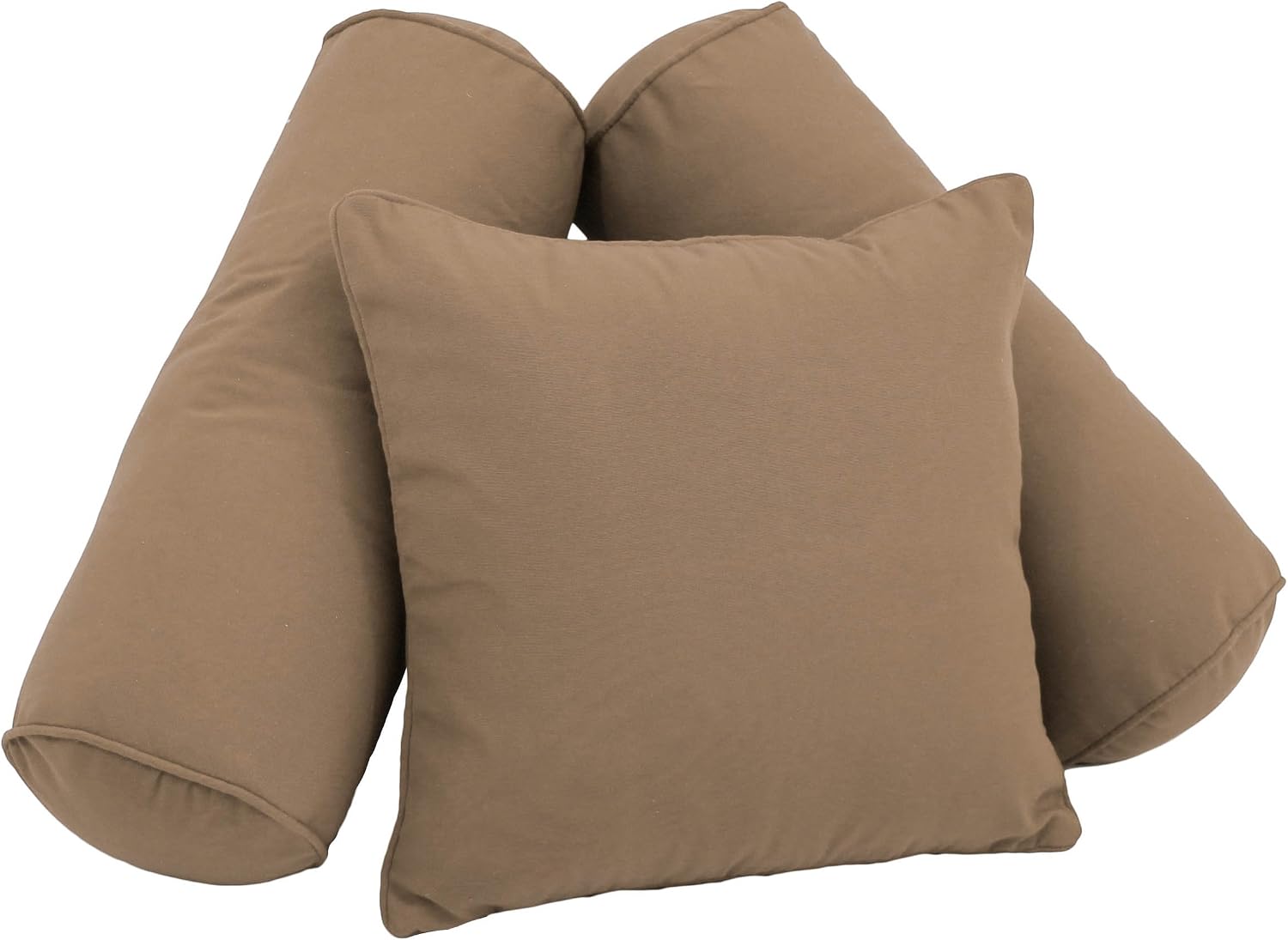 Blazing Needles 9816-S3-CD-TW-TF Double-Corded Solid Twill Throw Pillows with Inserts (Set of 3), Toffee