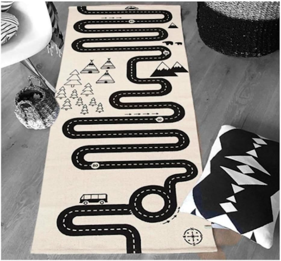 Sirwolf Kids Rug Street Cotton Map,Children Area Rug,Baby Racing Game Blanket, Adventure Carpet,Crawling Mat