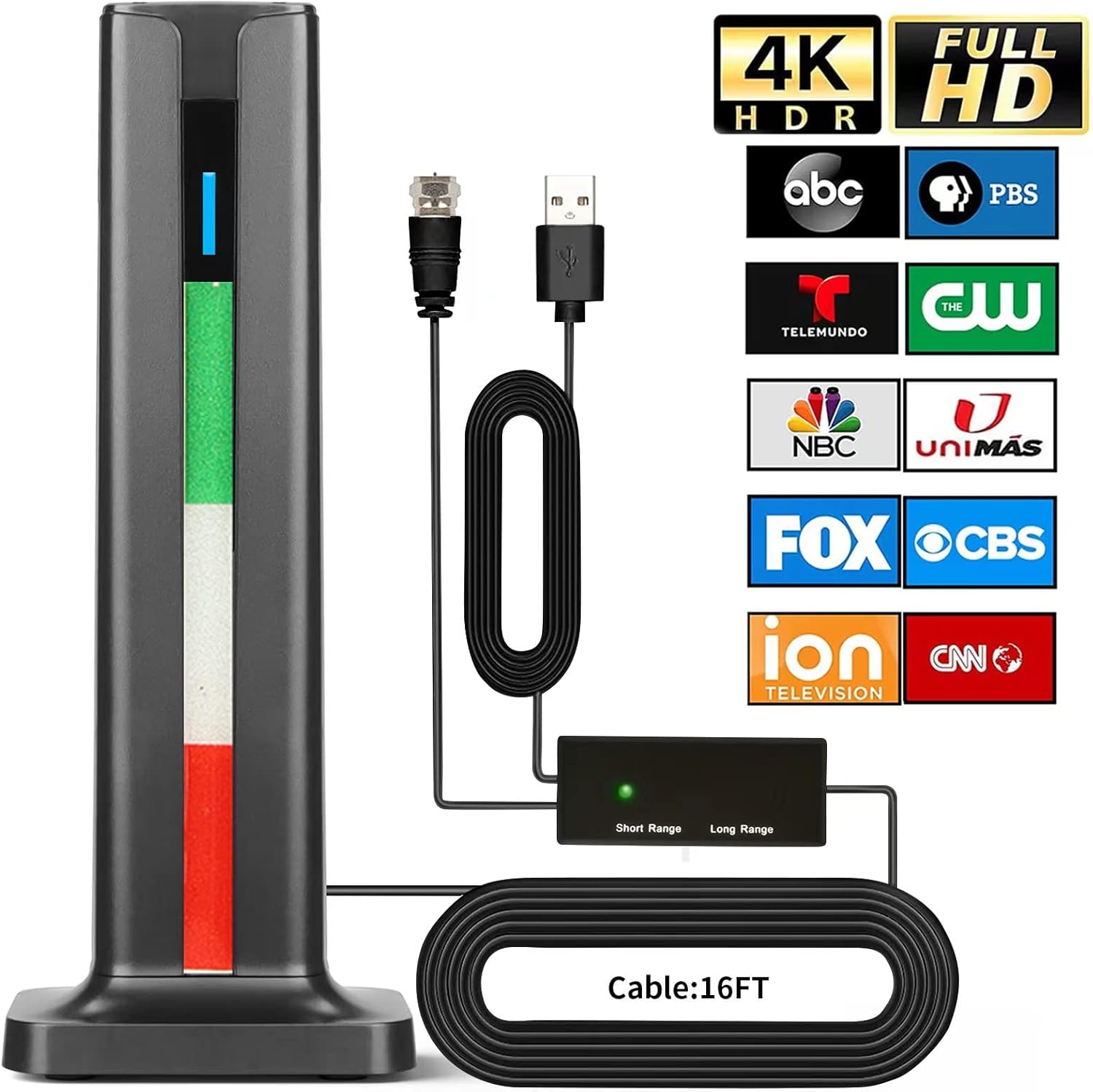 Amplified HD TV Antenna 300 Mile Digital Indoor & Outdoor, TV Antenna