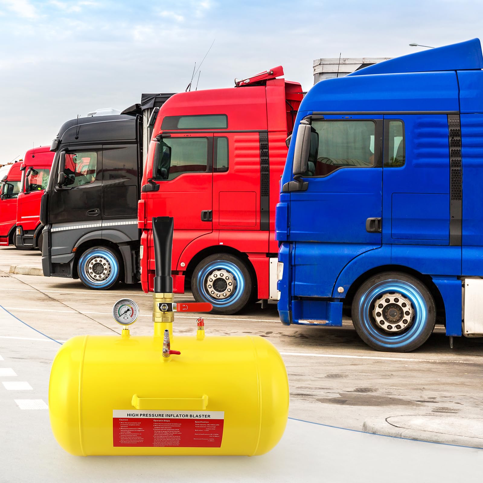 Garvee Inflador de Talones para Neumáticos 38 L Herramienta Montaje Neumáticos sin Cámara Depósito Aire para Asentar Talón de Neumático Inflador Bead Seater para Coche SUV Camión