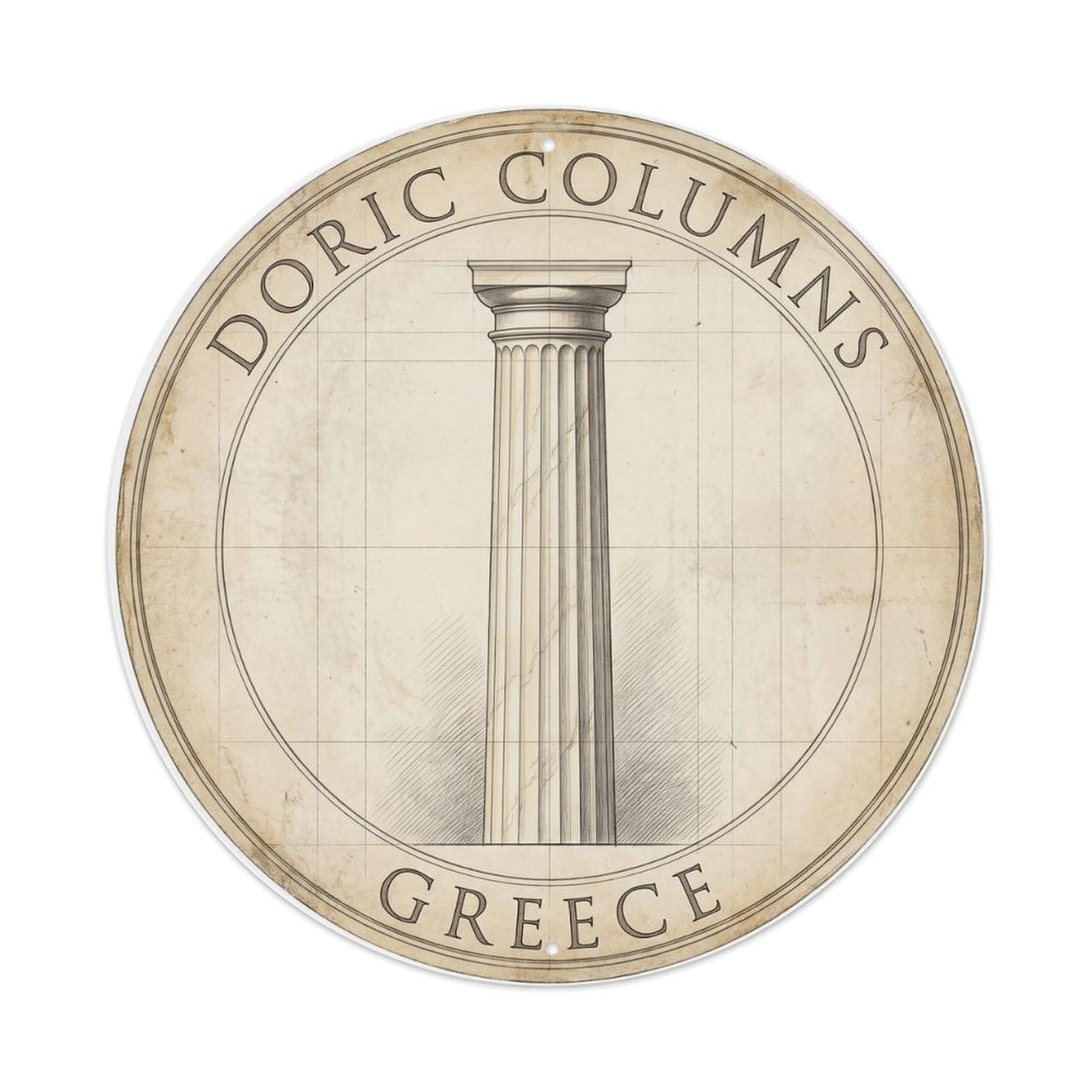 Vintage Travel Doric Greece Columns Metal Tin Sign