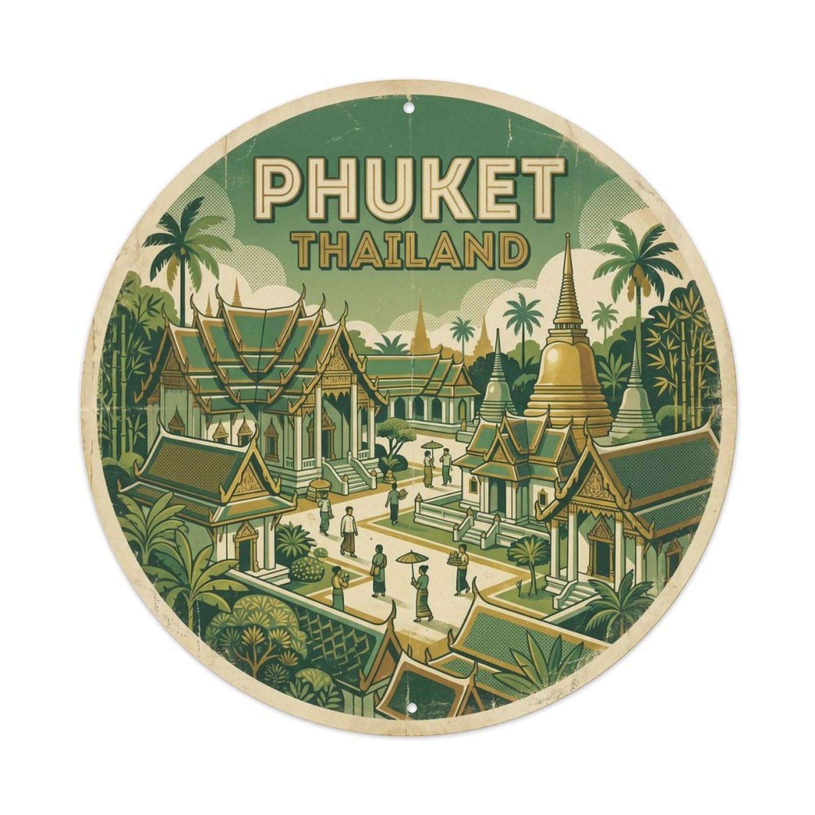 Buddhist Heritage Phuket Temple Coastal Sacred Culture Metal Tin Sign