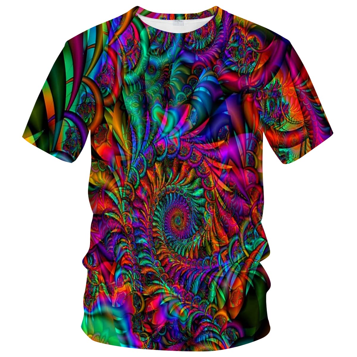 Snbidmk Trippy Psychedelic T-Shirt Men's Art Print Tie Dye Pattern Shirt Short Sleeve Tees Top, Multicolor2, Medium