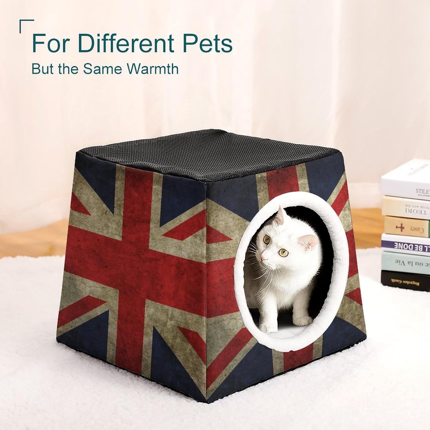 British Flag Cat House for Indoor with Spacious Cat Nest