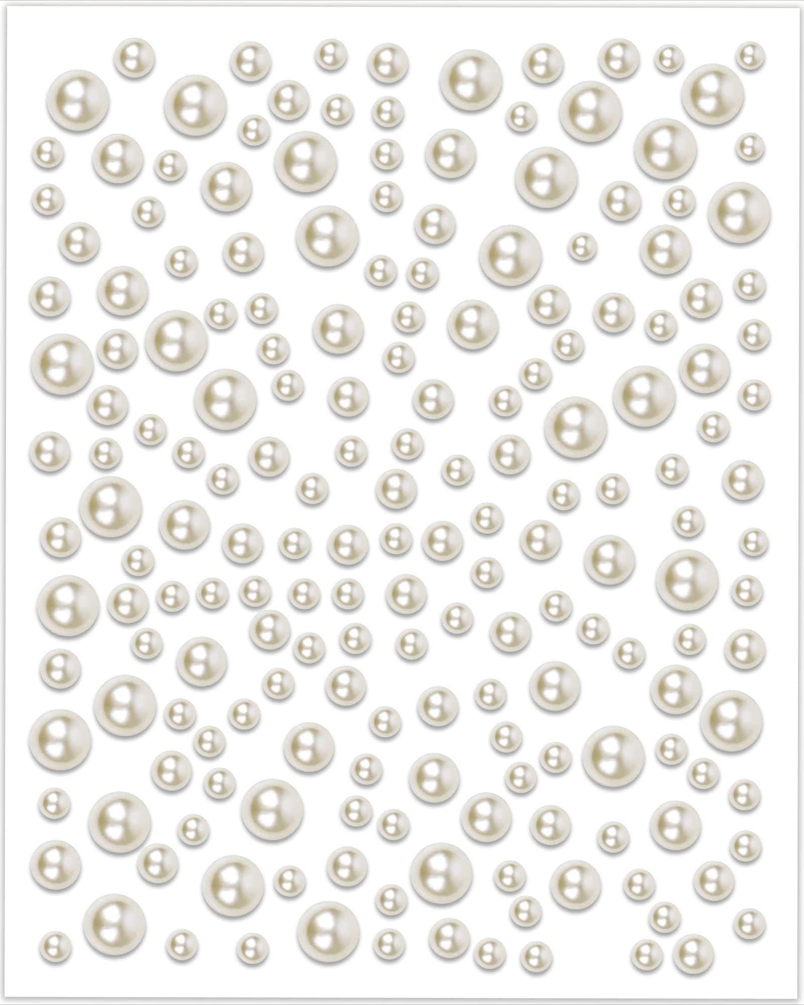 sticro 1920 Pcs Flatback Pearls for Nails & Hair, Self-Adhesive Pearl Stickers for Nail Art Face Makeup, 3/4/5/6mm Assorted Sizes Hair Gems Nail Gems Pearls for Crafts