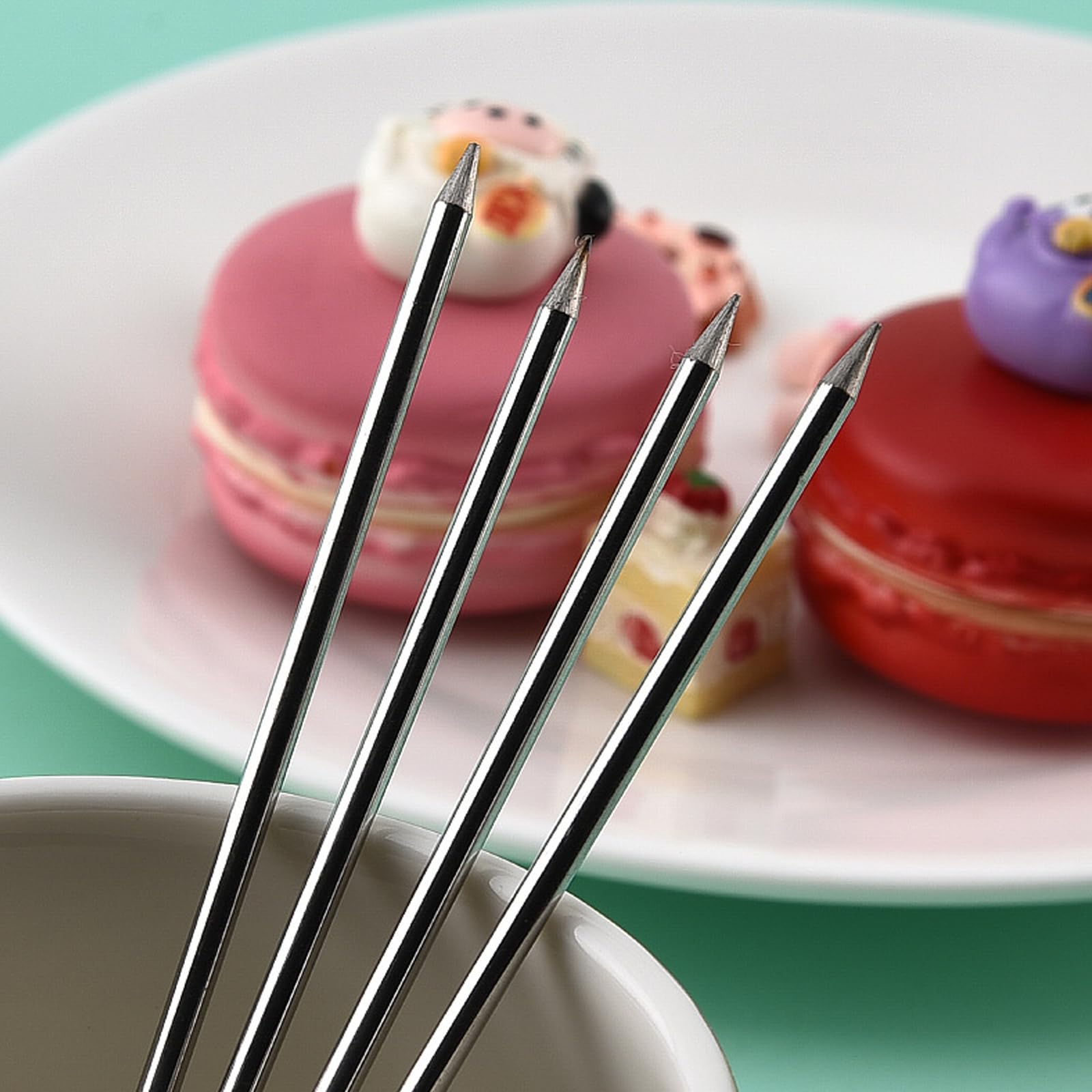 8Pcs Beautiful Stainless Steel Cocktail Sticks Cute Fancy Cocktail Skewers Fashionable Metal Martini Skewers Drink Picks for Cocktail Party Barbeque Snacks - Image 4